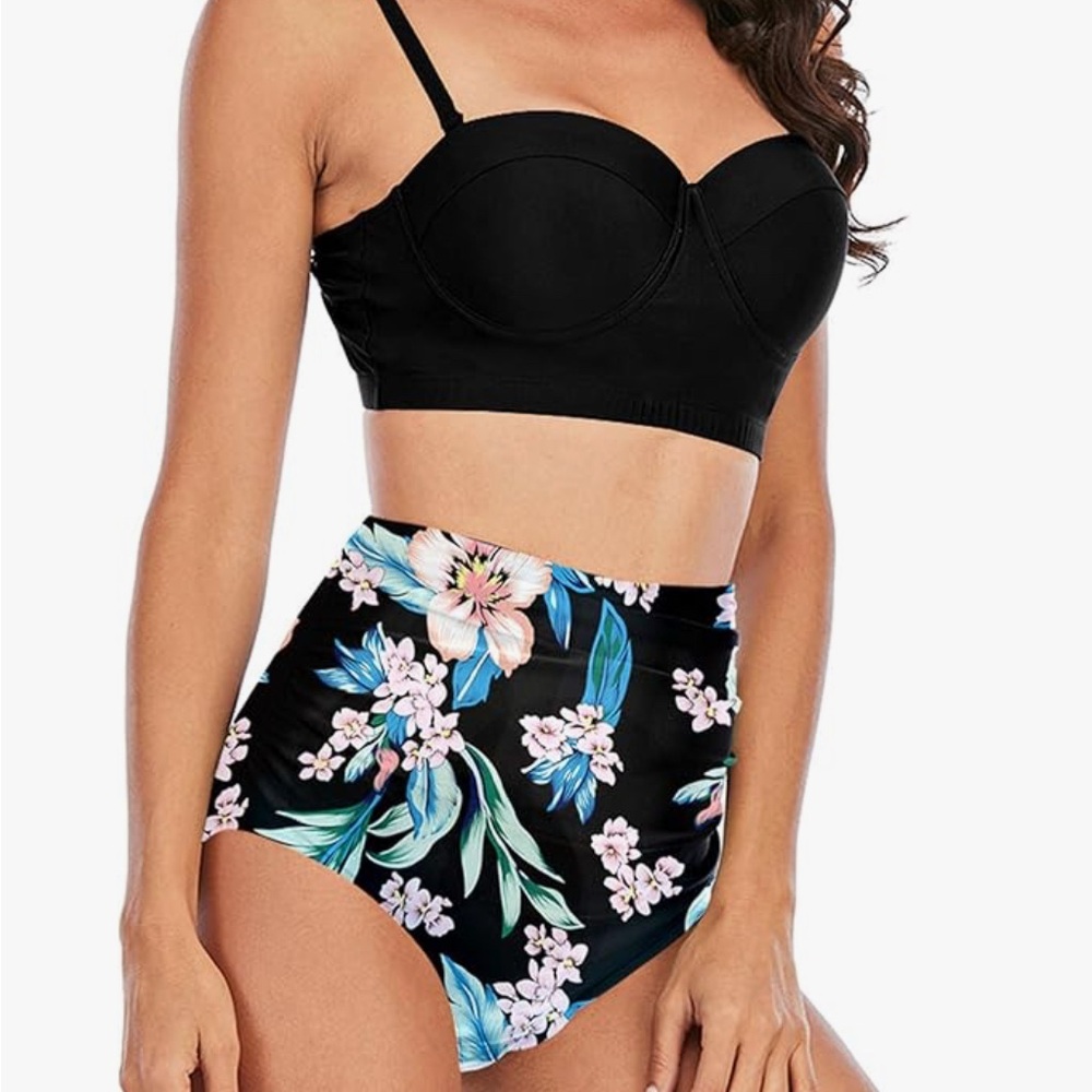Floral Underwire High Waist Bikini Set